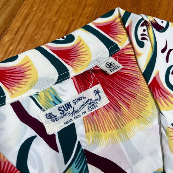 Sun Surf Vibrant Floral Reproduction Aloha Hawaiian Shirt Made in Japan Medium - Picture 3 of 11